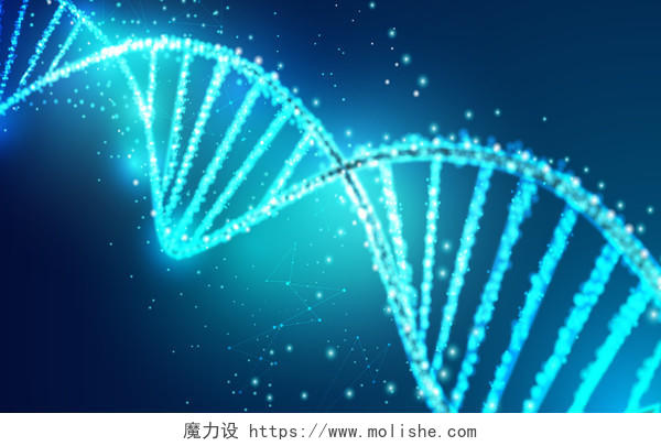 生物科技商务风AI蓝色基因组织DNA医学插画背景素材